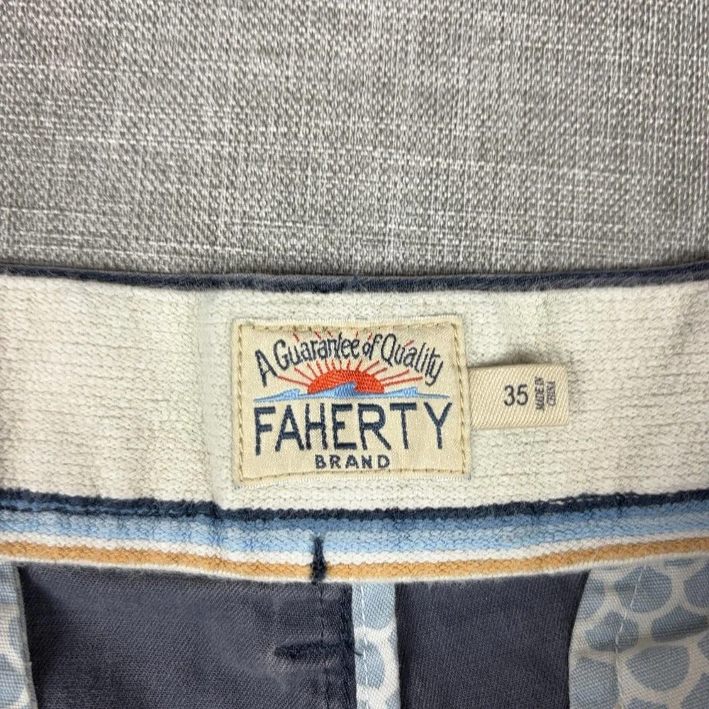 Faherty Shorts Mens 35 Blue Organic Cotton Stretch Chino 10 Inseam Casual